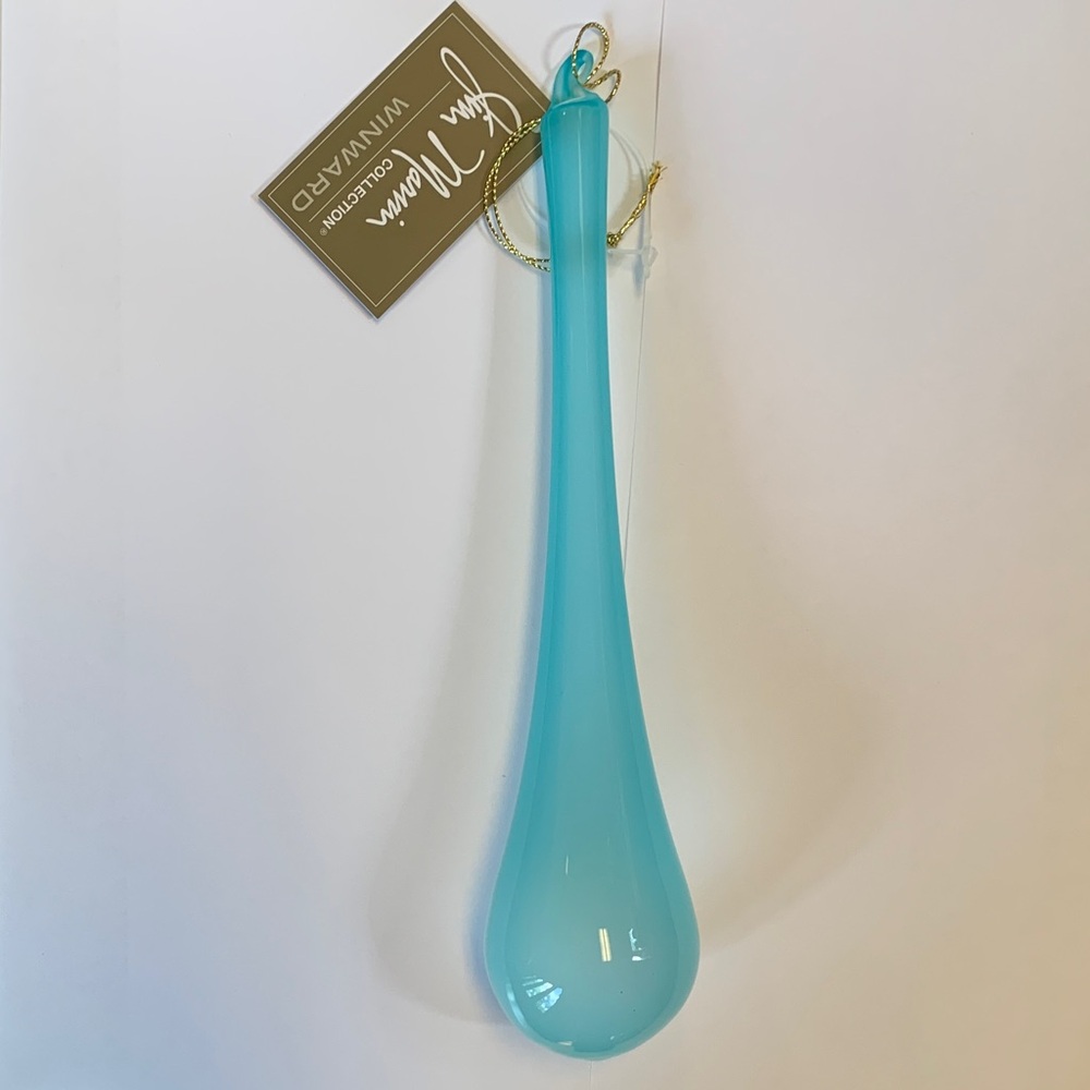 Jim Marvin Windward Turquoise Bubblegum Glass Teardrop Ornament